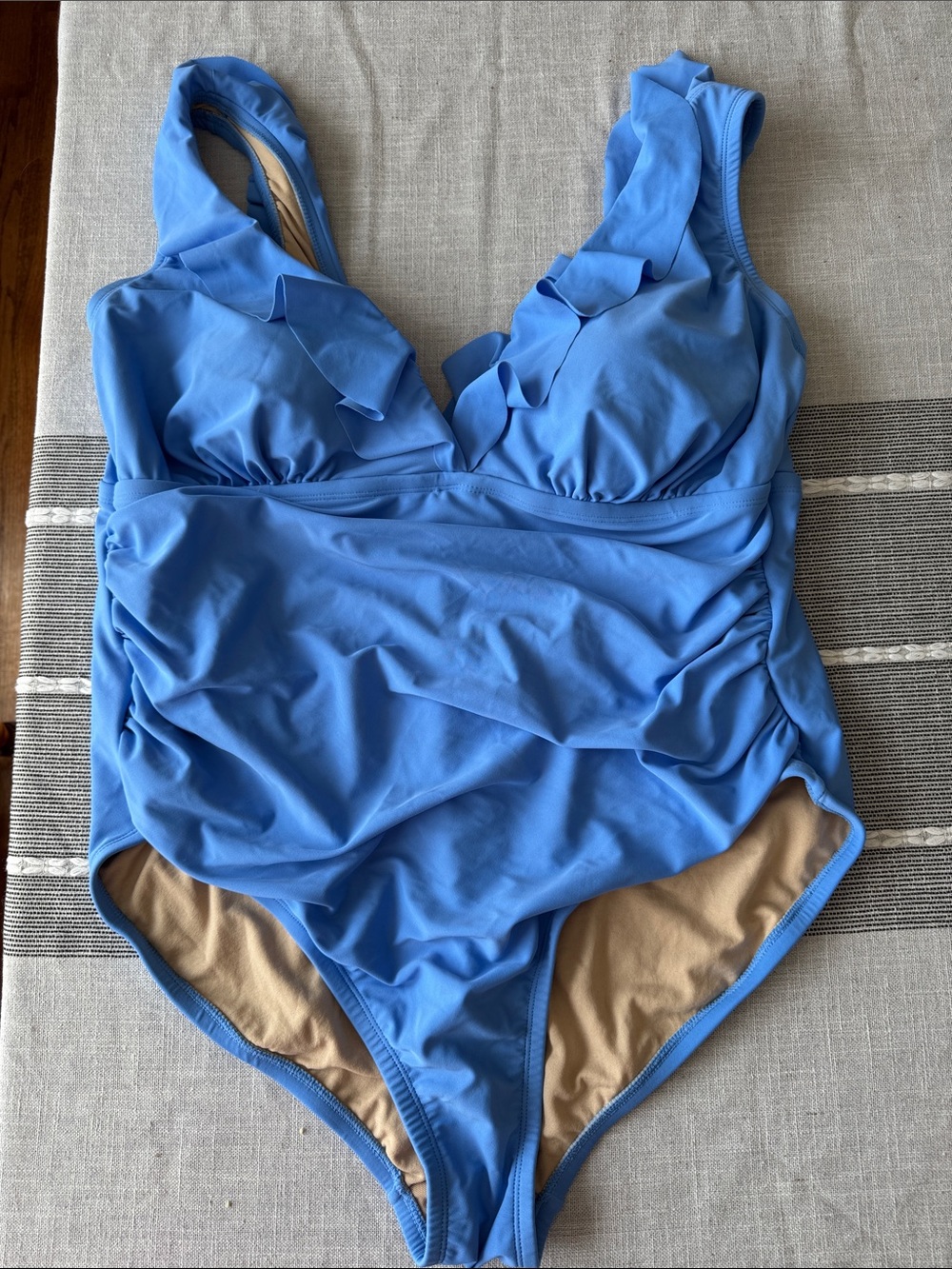 Kona Sol Sky Blue Ruffle One-Piece Swimsuit